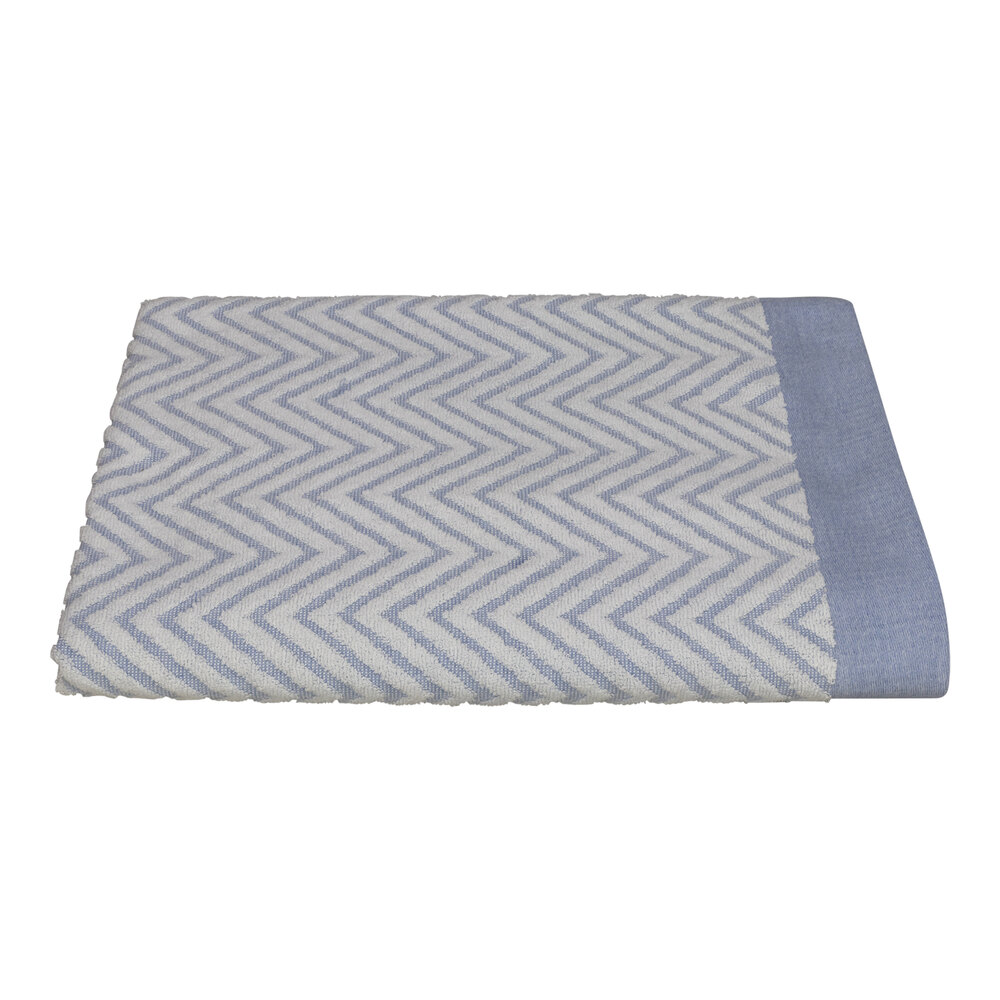 1888 Mills Fibertone Jacquard 35" x 70" Blue Chevron Cotton / Polyester Pool Towel 21 lb. - 24/Case