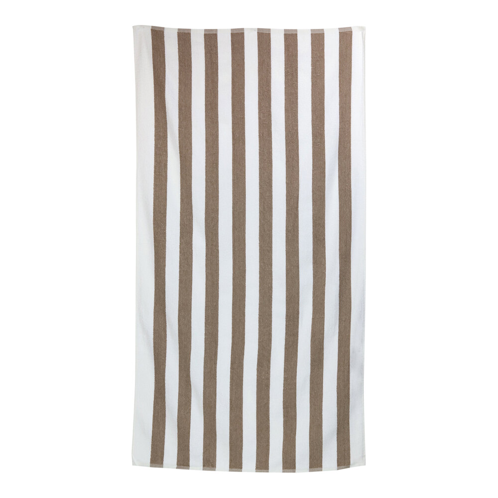 1888 Mills Fibertone Cabana 30" x 60" Tan Stripe Cotton / Polyester Pool Towel 13 lb. - 48/Case