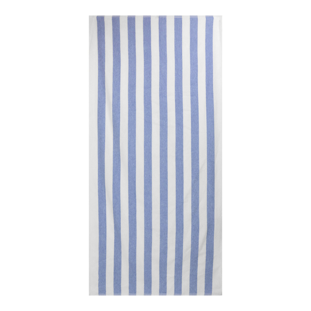 1888 Mills Fibertone Cabana 30" x 60" Blue Stripe Cotton / Polyester Pool Towel 13 lb. - 48/Case