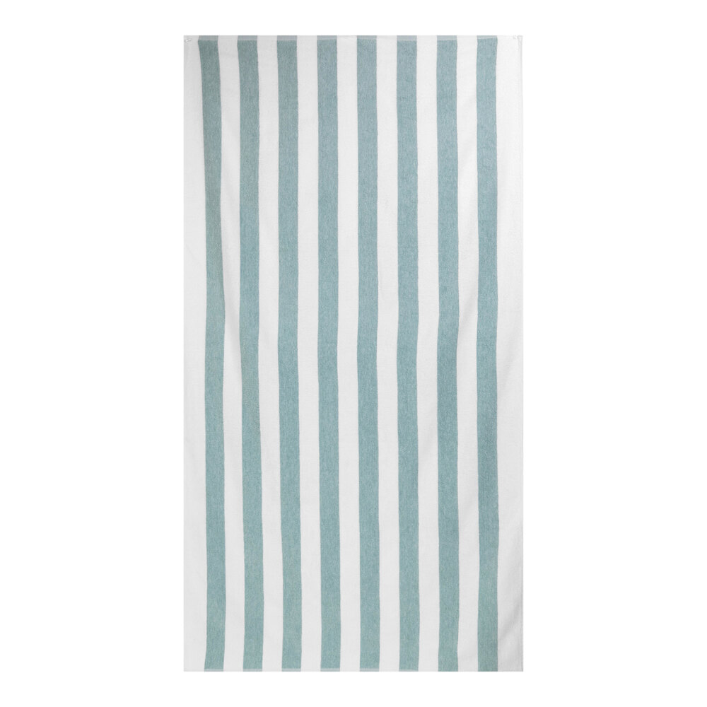 1888 Mills Fibertone Cabana 30" x 70" Seafoam Stripe Cotton / Polyester Pool Towel 15 lb. - 24/Case