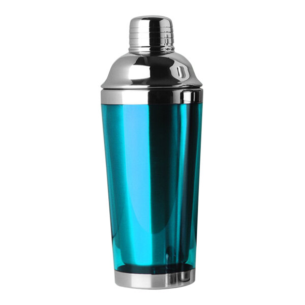 Franmara City Lights 16 oz. Blue Double Wall Cobbler Cocktail Shaker 8146-09 BXR