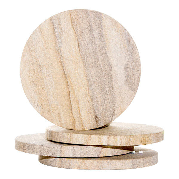 Franmara 4" Round Radiant Natural Sandstone Coaster Set - 4/Set