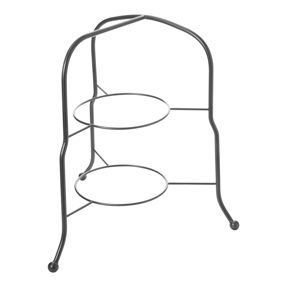 Bon Chef 15 1/2" x 20" 2-Tier Black Sandstone Finish Aluminum Display Stand