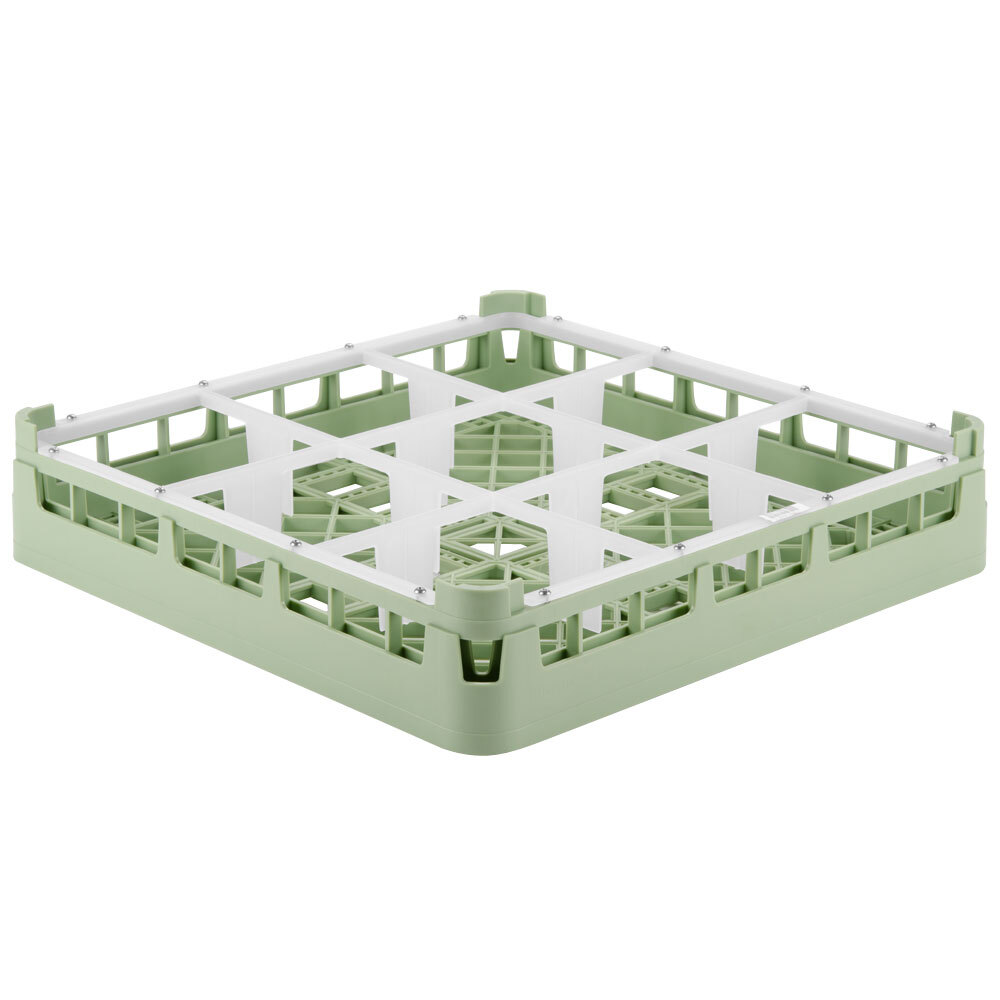 Vollrath 5276010 Signature Full-Size Light Green 9-Compartment 3 1/4" Short Plus Glass Rack