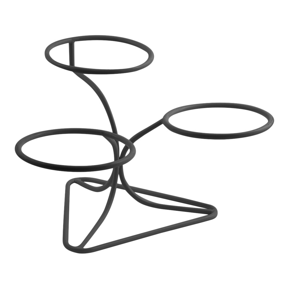 Bon Chef 11 1/2" x 8" x 19 1/4" 3-Ring Black Sandstone Finish Aluminum Display Stand