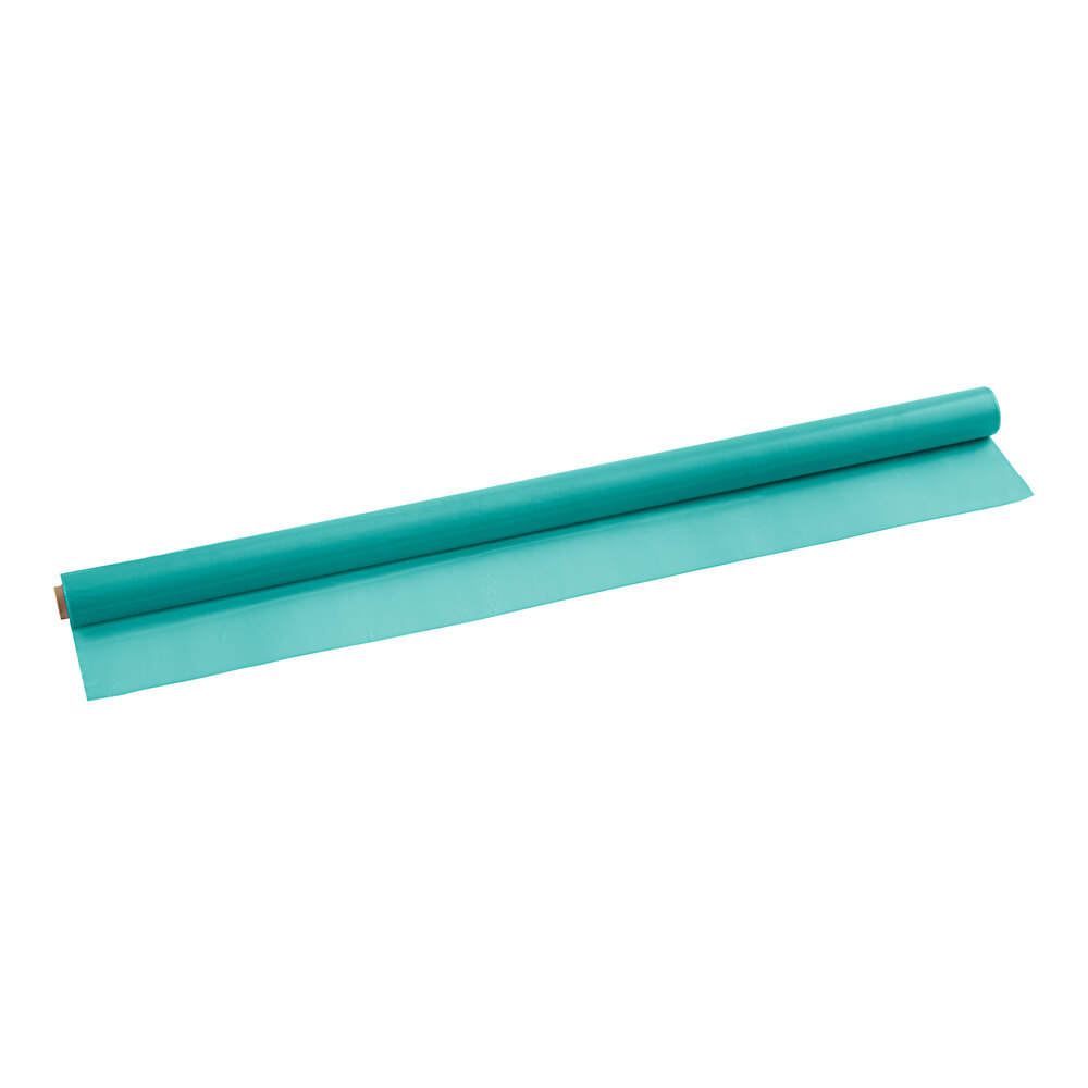 Choice 40" x 100' Teal Plastic Table Cover Roll - 4/Case