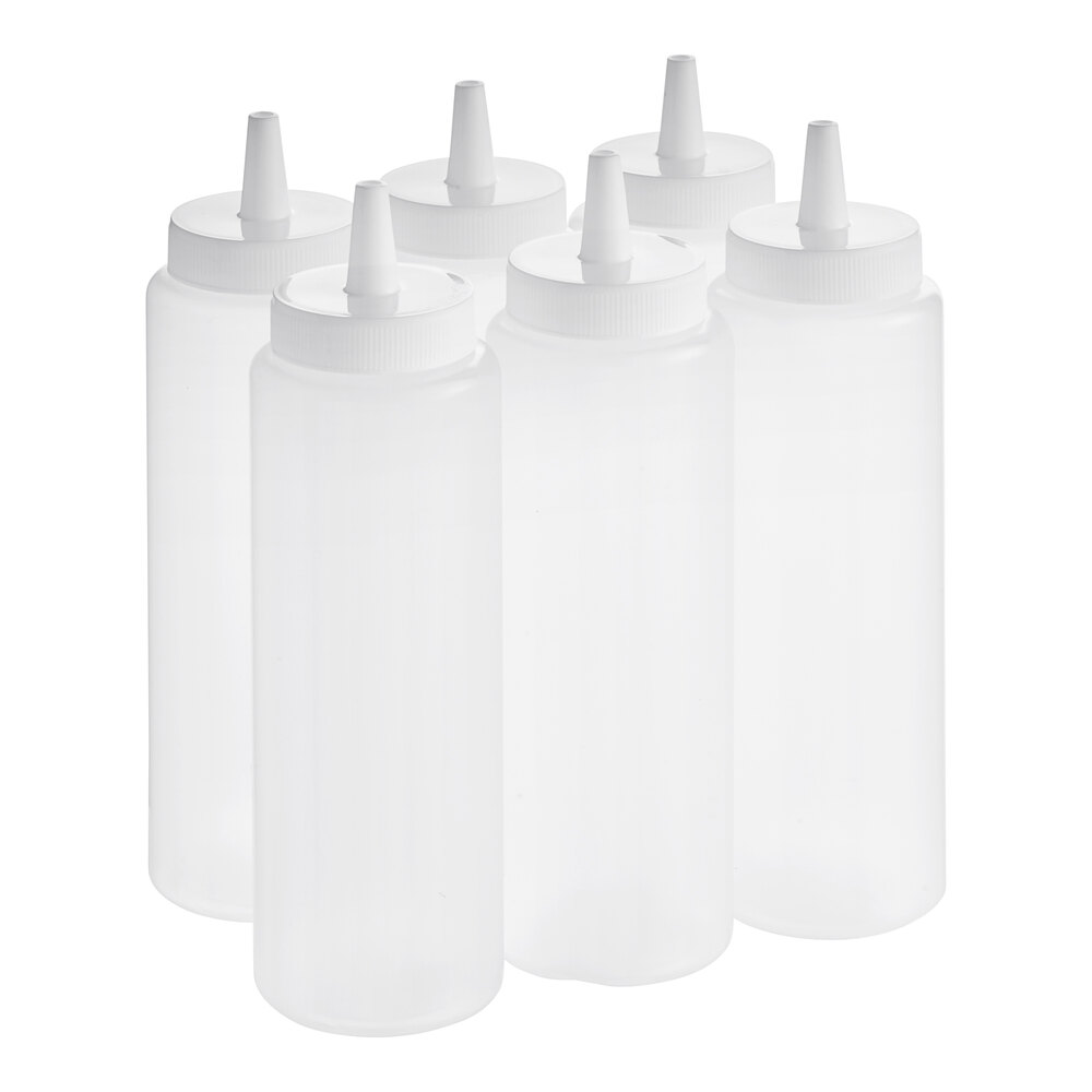 Choice 8 oz. Clear Squeeze Bottle - 6/Pack