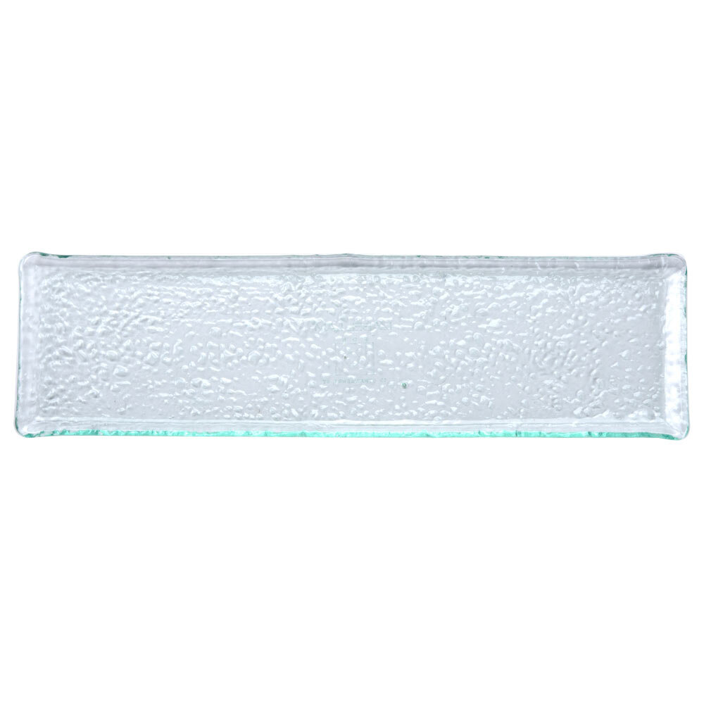 10 Strawberry Street HD2717OC Izabel Lam Morning Tide 5" x 17 1/2" Ocean Clear Glass Rectangular Platter - 12/Case