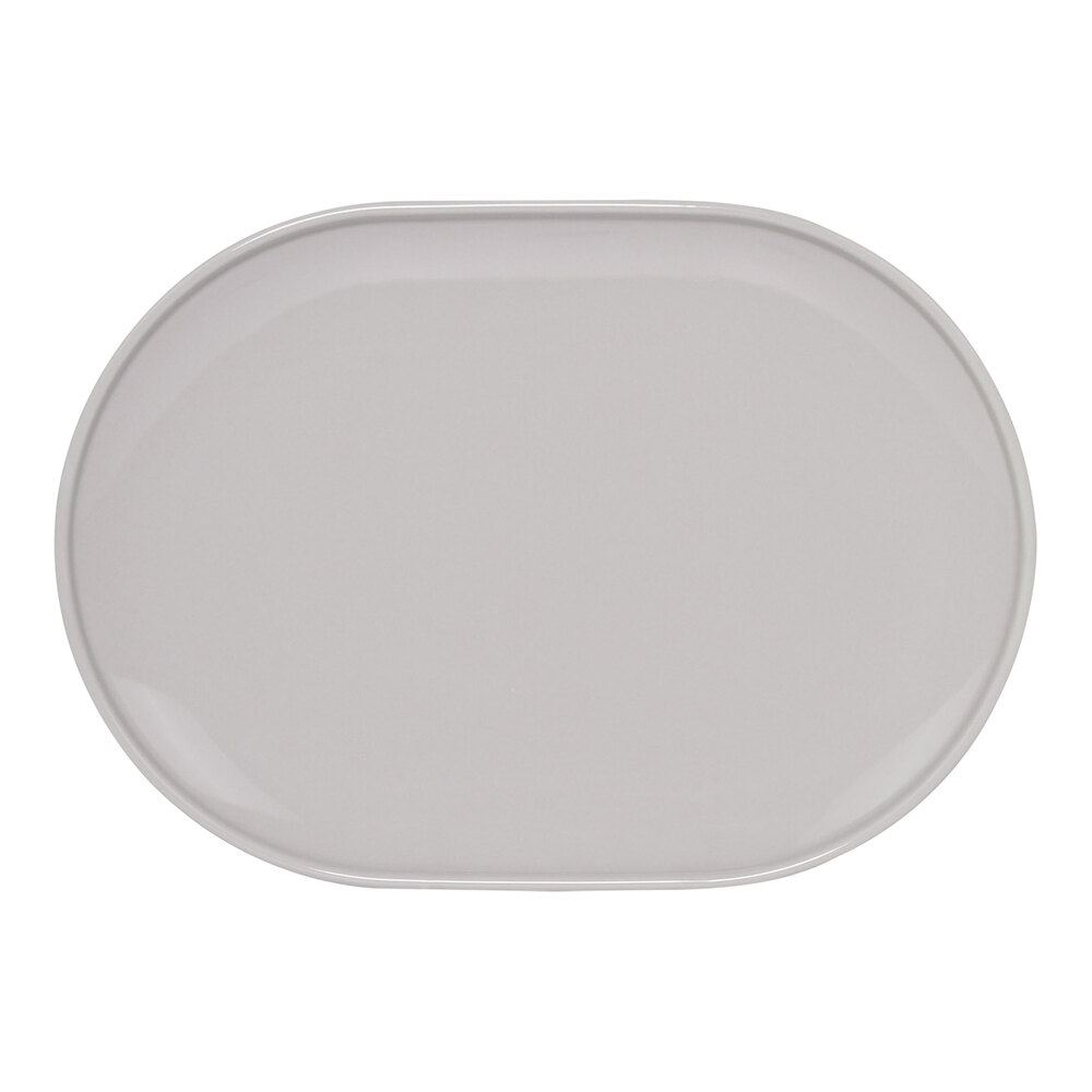 Front of the House Bevel 11" x 7" Stone Oval Porcelain Plate - 6/Case