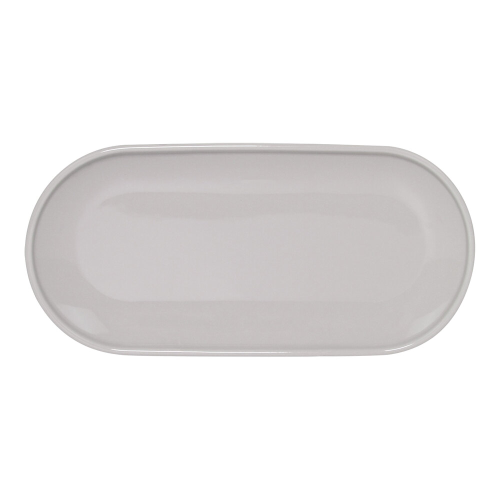 Front of the House Bevel 11" x 5" Stone Oval Porcelain Plate - 12/Case