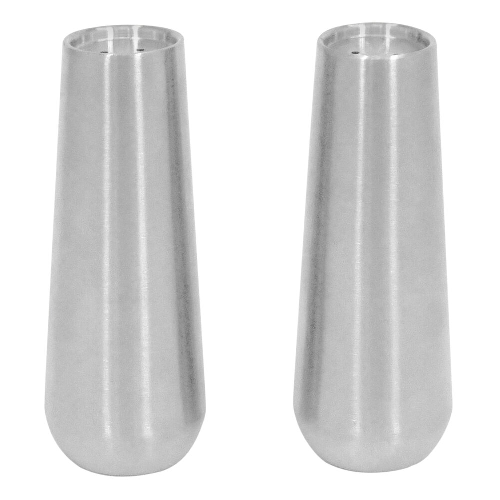 Front of the House Bevel 3 oz. Brushed Stainless Steel Salt & Pepper Shaker Set - 6/Case