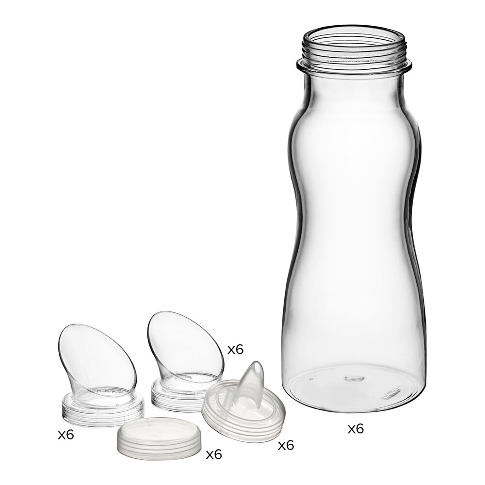 GET SDB-16-PC-6-CL 16 oz. Clear Polycarbonate Salad Dressing / Juice Bottle and Lid Set - 6/Case