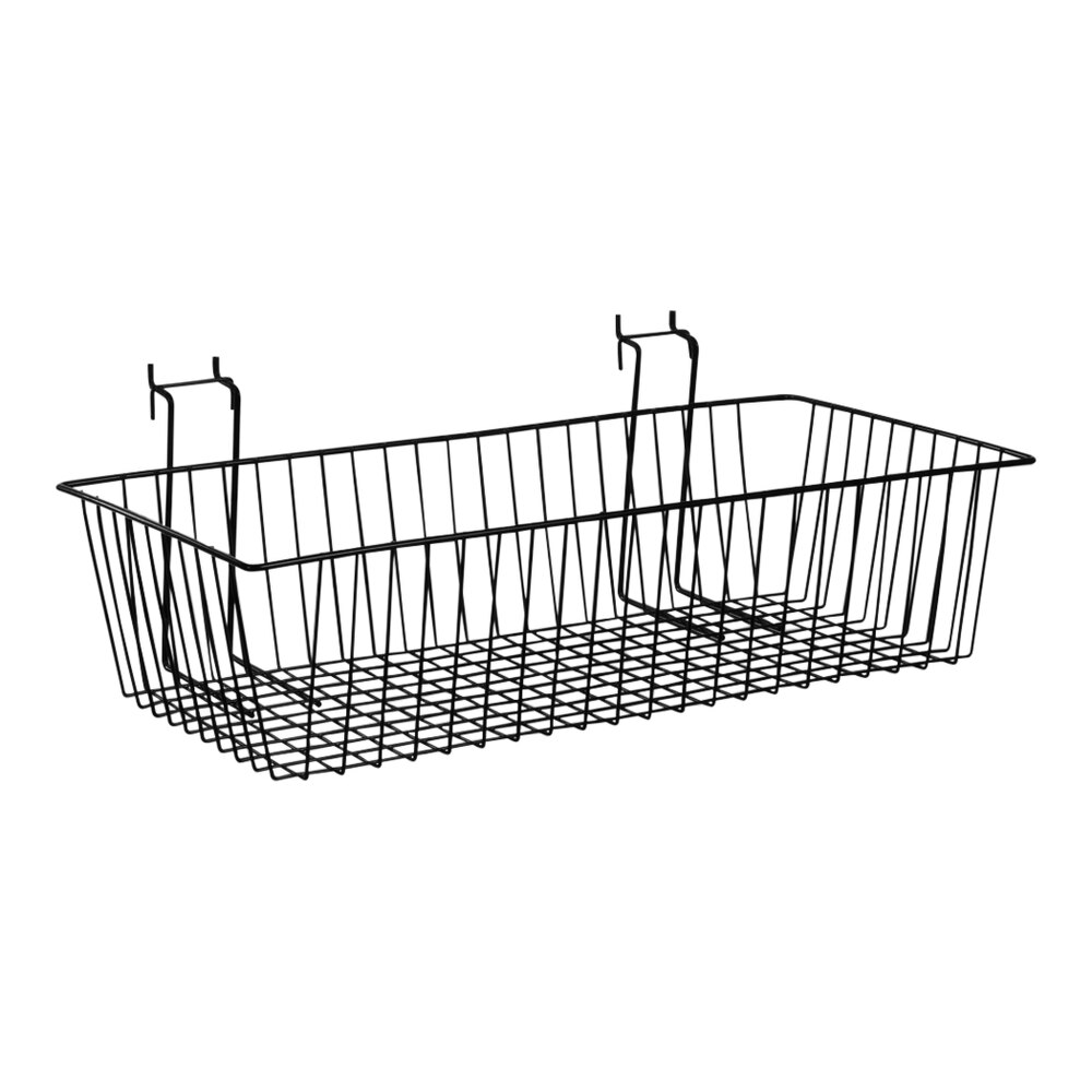 24" x 12" x 6" Black Steel Wire Basket for Grid & Go Displays