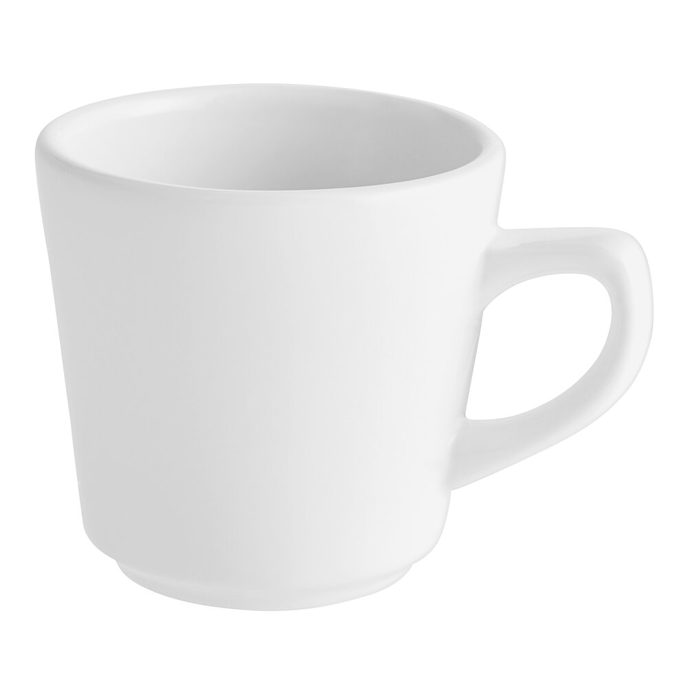 Acopa 7 oz. Customizable Bright White Rolled Edge Stoneware Tall Cup - 36/Case