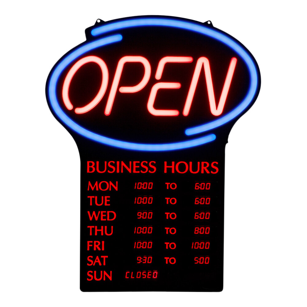 23 1/2" x 20 1/2" x 1 1/2" Digital "Open" Business Hours LED Sign
