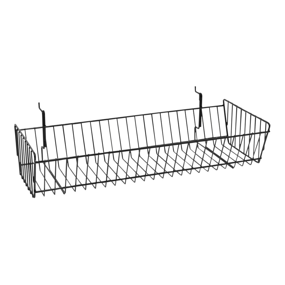 24" x 10" x 5" Black Steel Wire Basket for Grid & Go Displays