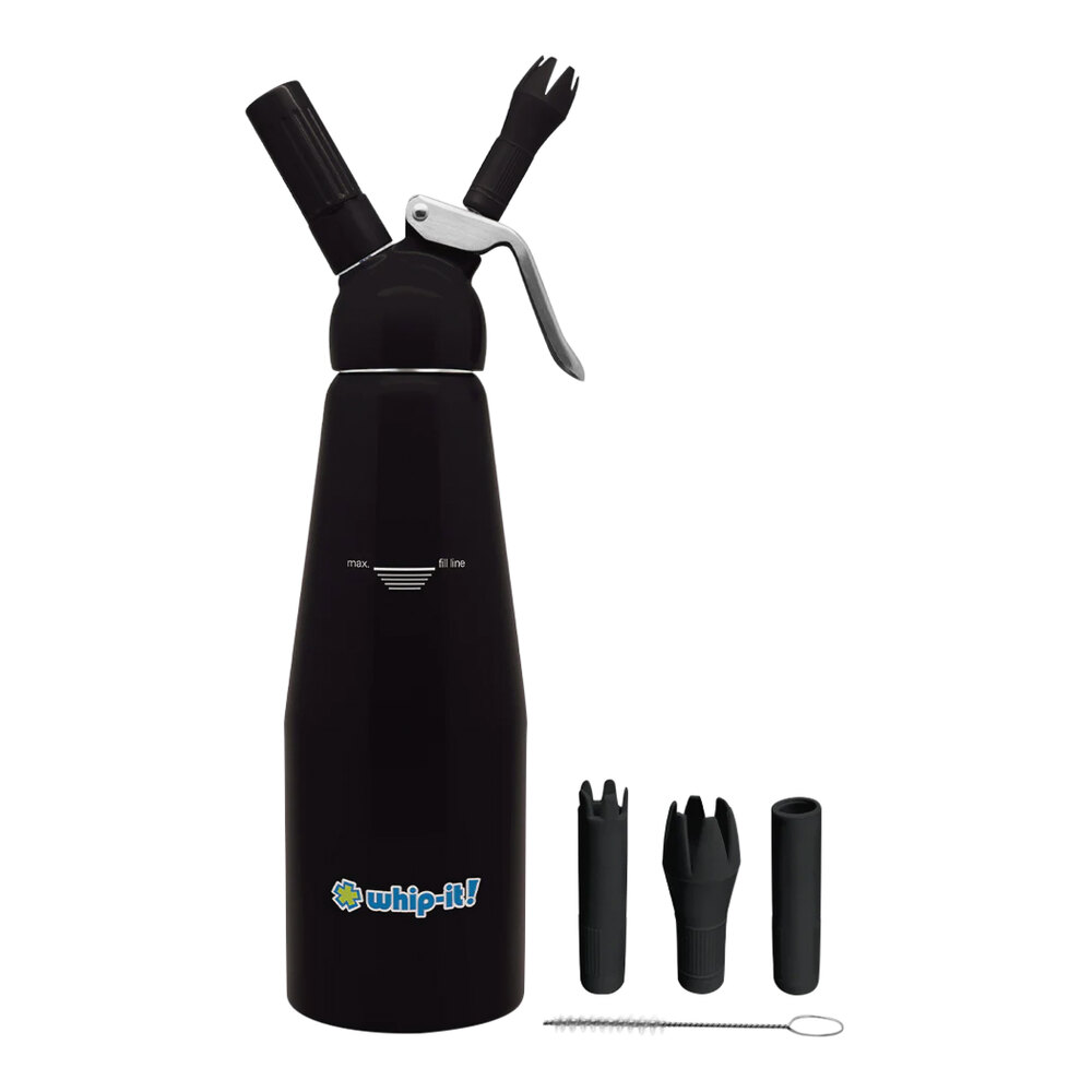 Whip-It Armor 1 Liter Black Rubber-Coated Aluminum Whipper DC-Amr-L05R