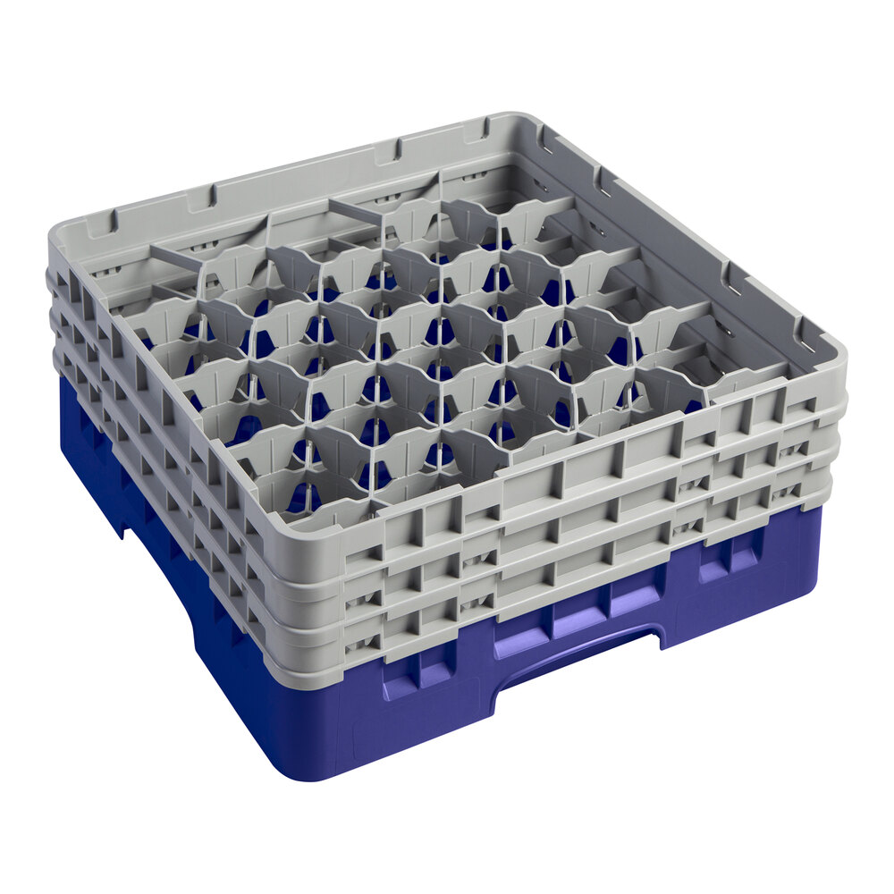 Cambro 20S638186 Camrack 6 7/8" High Customizable Navy Blue 20 Compartment Glass Rack
