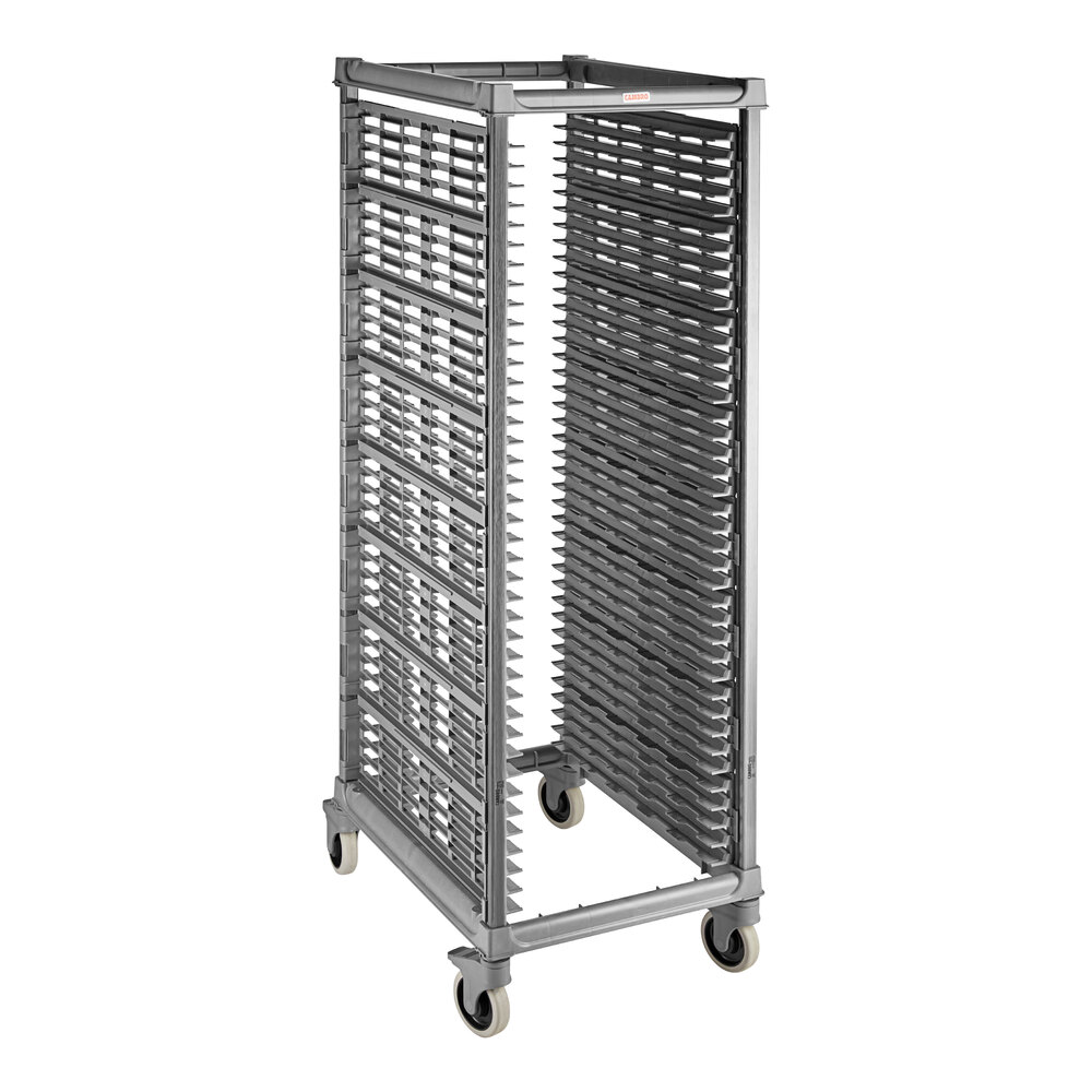 Cambro UPR1826FP40 Camshelving® Ultimate 40 Pan End Load Bun / Sheet Pan Rack with Plastic Casters - Unassembled