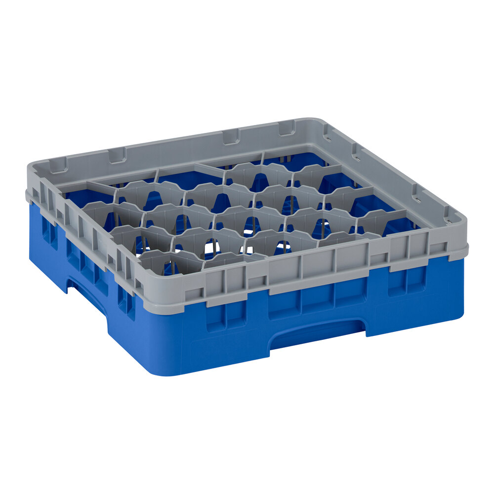 Cambro 20S318168 Camrack 3 5/8" High Customizable Blue 20 Compartment Glass Rack with 1 Extender