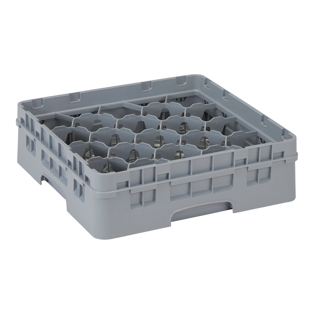 Cambro 20S318151 Camrack 3 5/8" High Customizable Soft Gray 20 Compartment Glass Rack with 1 Extender