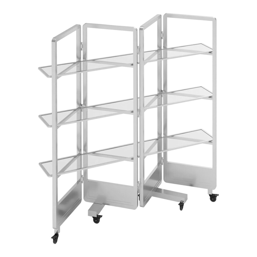 Bon Chef Nexus 63" x 19 3/4" x 71" 3-Shelf Back Bar Display with Silver Anodized Aluminum Frame NX-BB-S