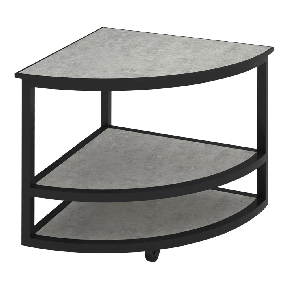 Bon Chef Nexus 31 1/2" x 31 1/2" x 33 1/2" Exposed Shelf Rounded Corner Table with Black Anodized Aluminum Frame and Concrete Laminate NX-1-CR-B-C