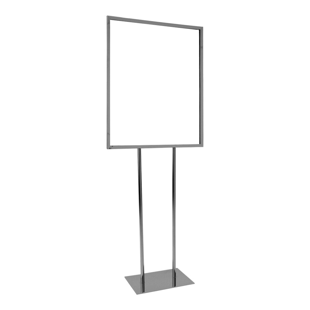 22" x 28" Chrome Bulletin Sign Holder with Twin Stem Rectangular Base
