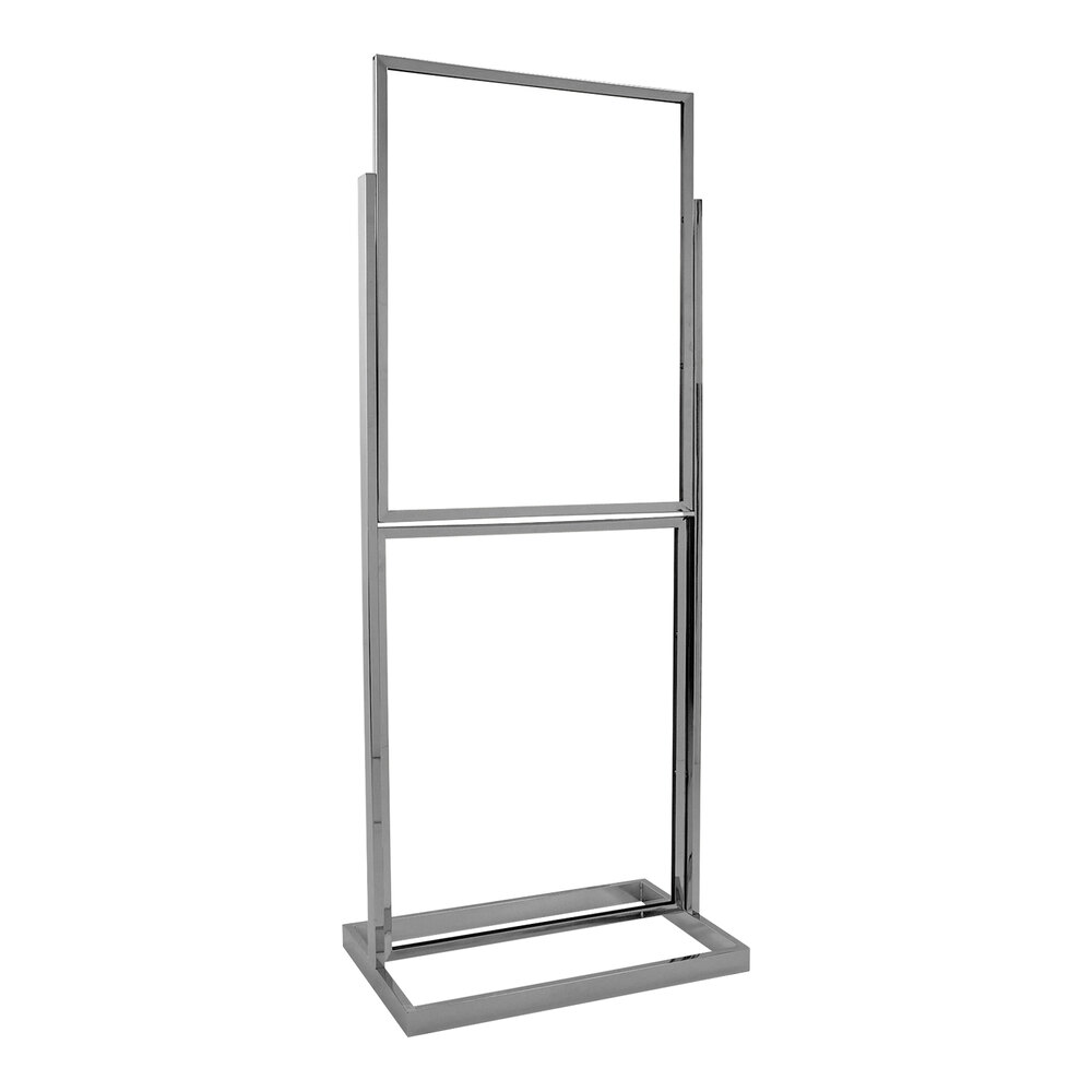 22" x 28" Chrome Double Bulletin Sign Holder with Rectangular Tube Framed Base
