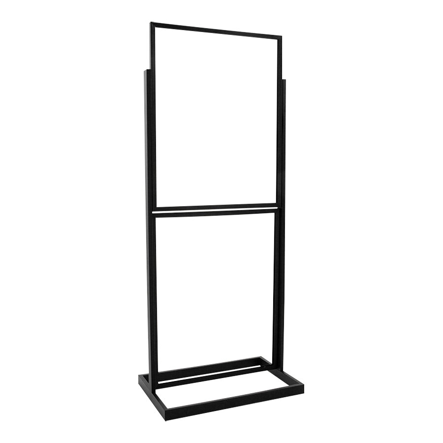 22" x 28" Black Double Bulletin Sign Holder with Rectangular Tube Framed Base