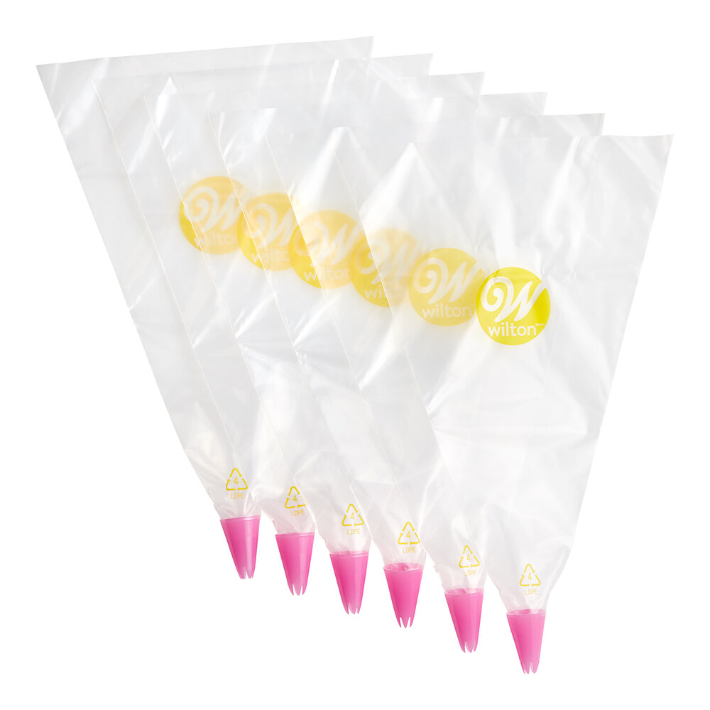 Wilton 14" Plastic Disposable Pastry Bag with Open Star Tip 191001937 - 6/Pack