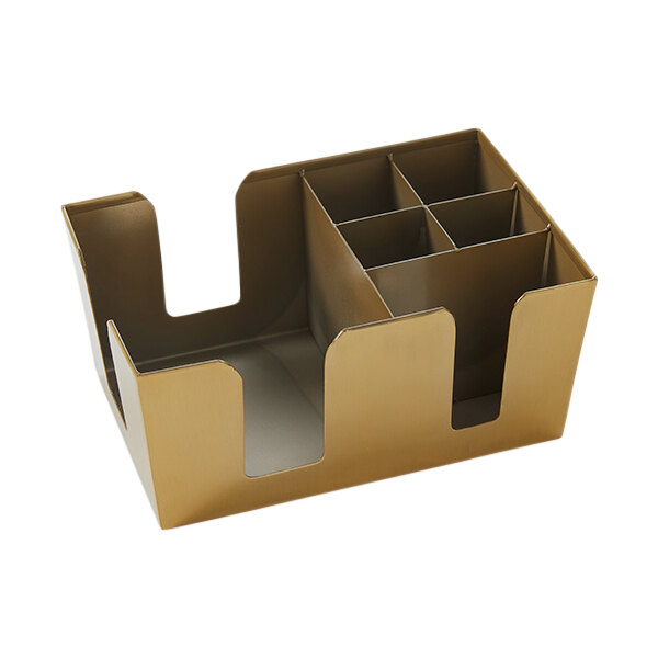 American Metalcraft 9 1/8" x 5 7/8" x 4 1/8" Matte Gold Stainless Steel Bar / Coffee Caddy BARG7