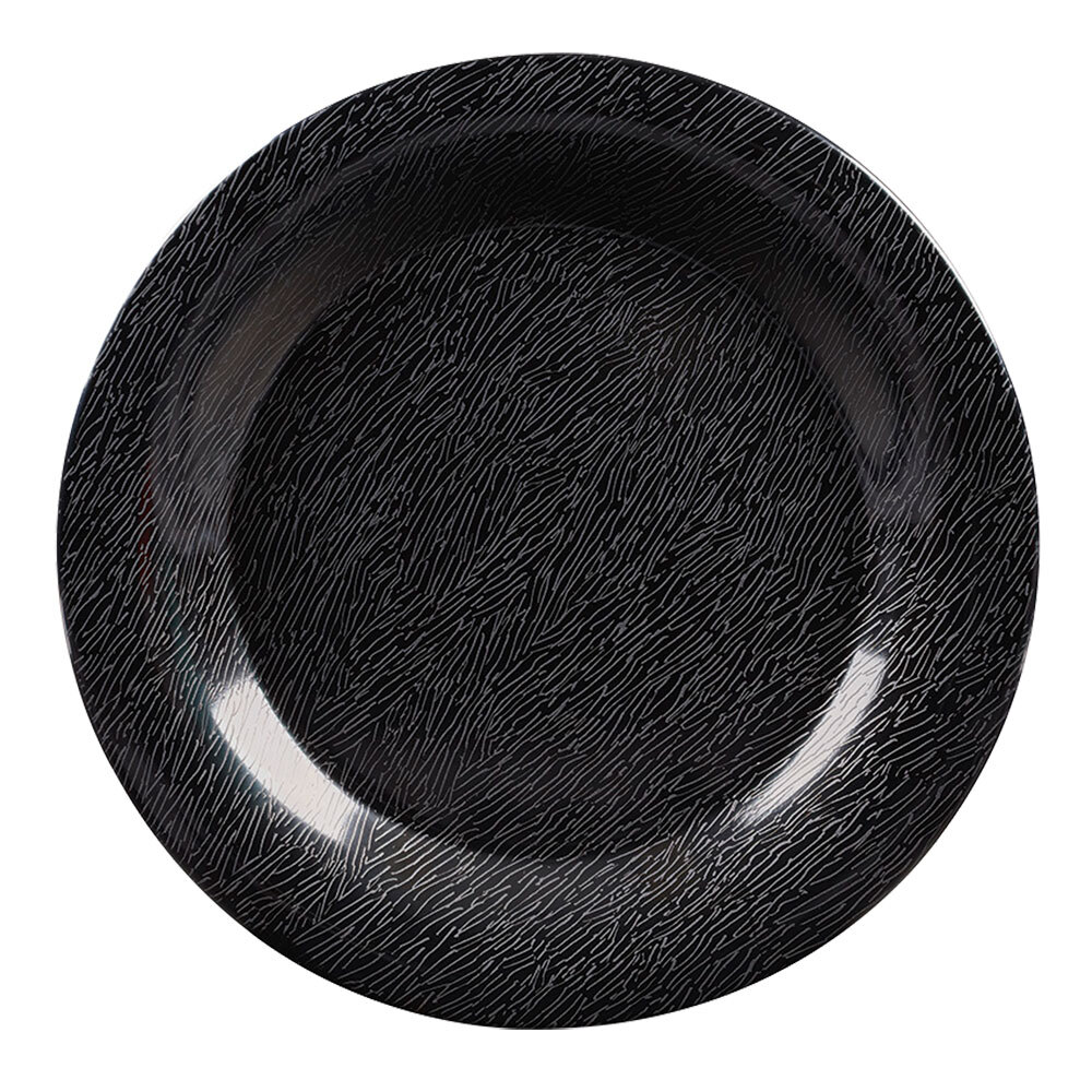 GET WP-9-EW-BK Black Etchedware 9" Textured Wide Rim Plate - 24/Case