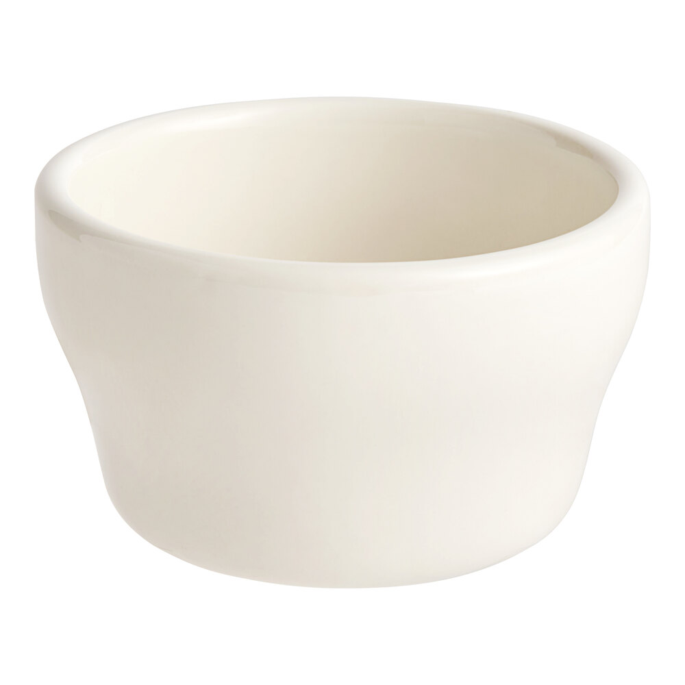 Acopa 7.25 oz. Ivory (American White) Rolled Edge Stoneware Bouillon Cup - 12/Pack