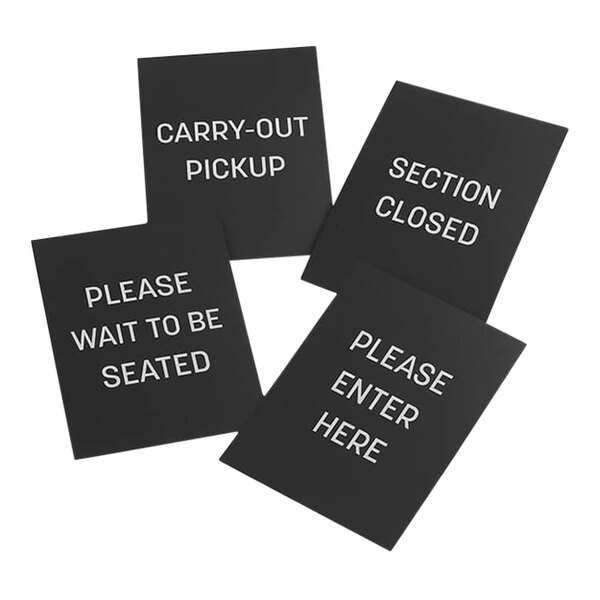 American Metalcraft 10 3/4" x 8" Vertical Black Assorted Message Sign Set RBVMSG