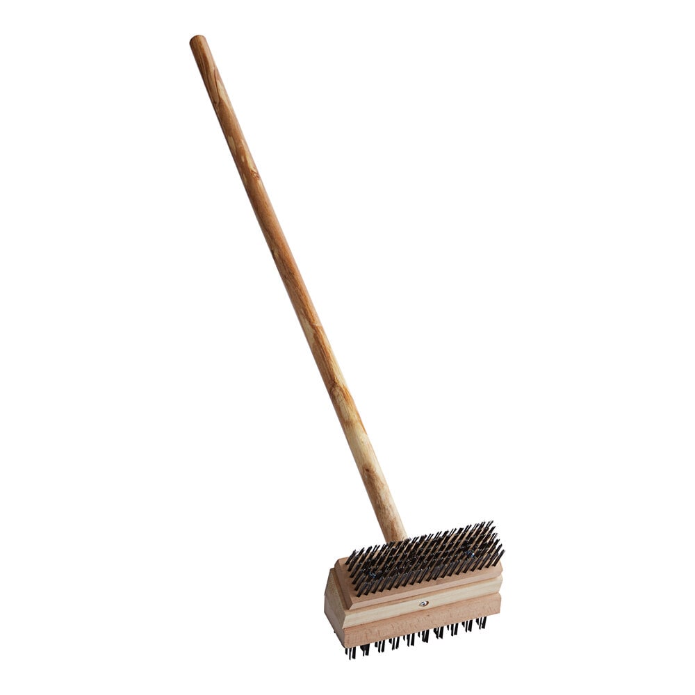 Choice 42" Double Head Steel Bristle Grill / Charbroiler Brush with Coarse Scraping and Medium Brush Bristles