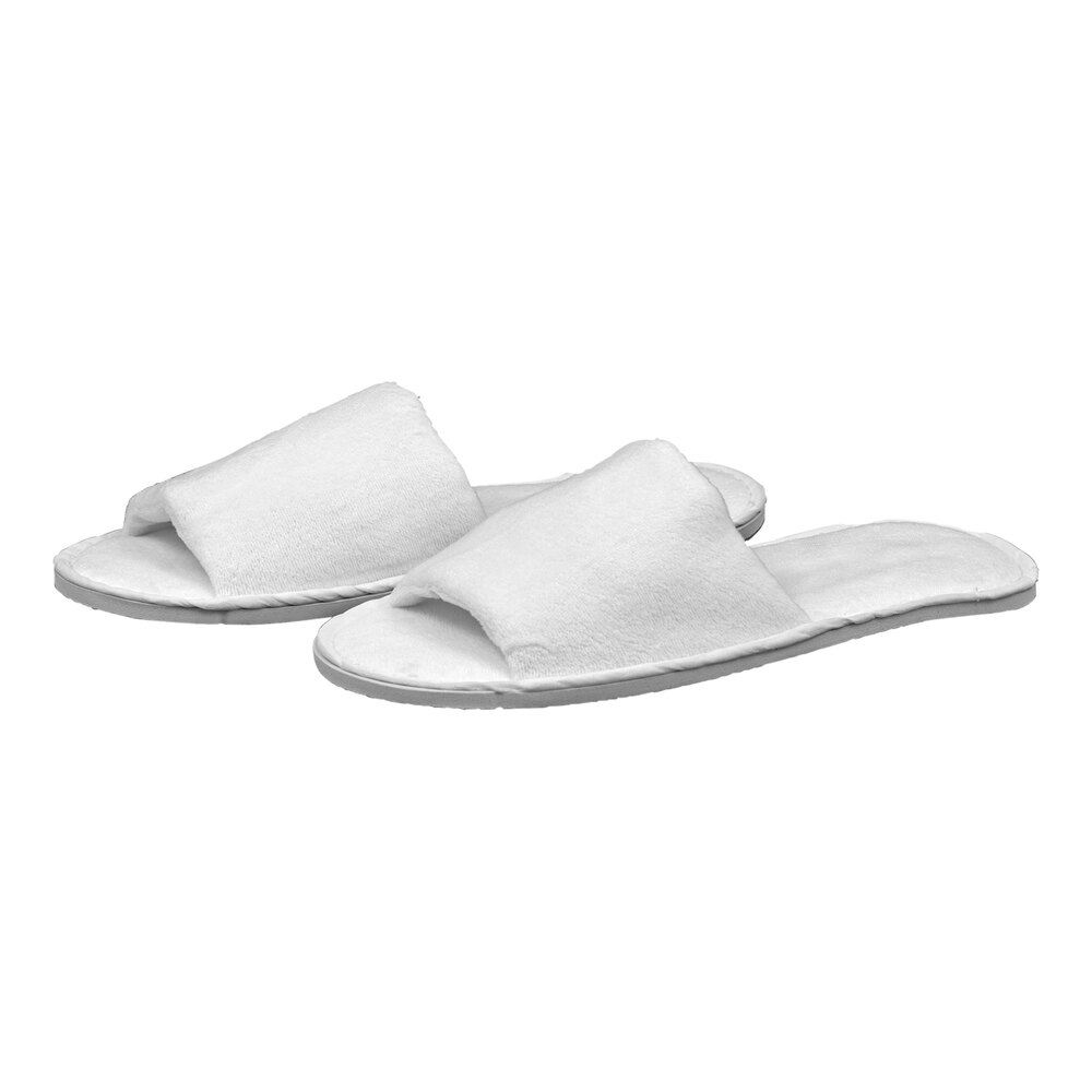 Garnier-Thiebaut White 100% Velour Cotton Open-Toe Slippers - Pair - 100/Case