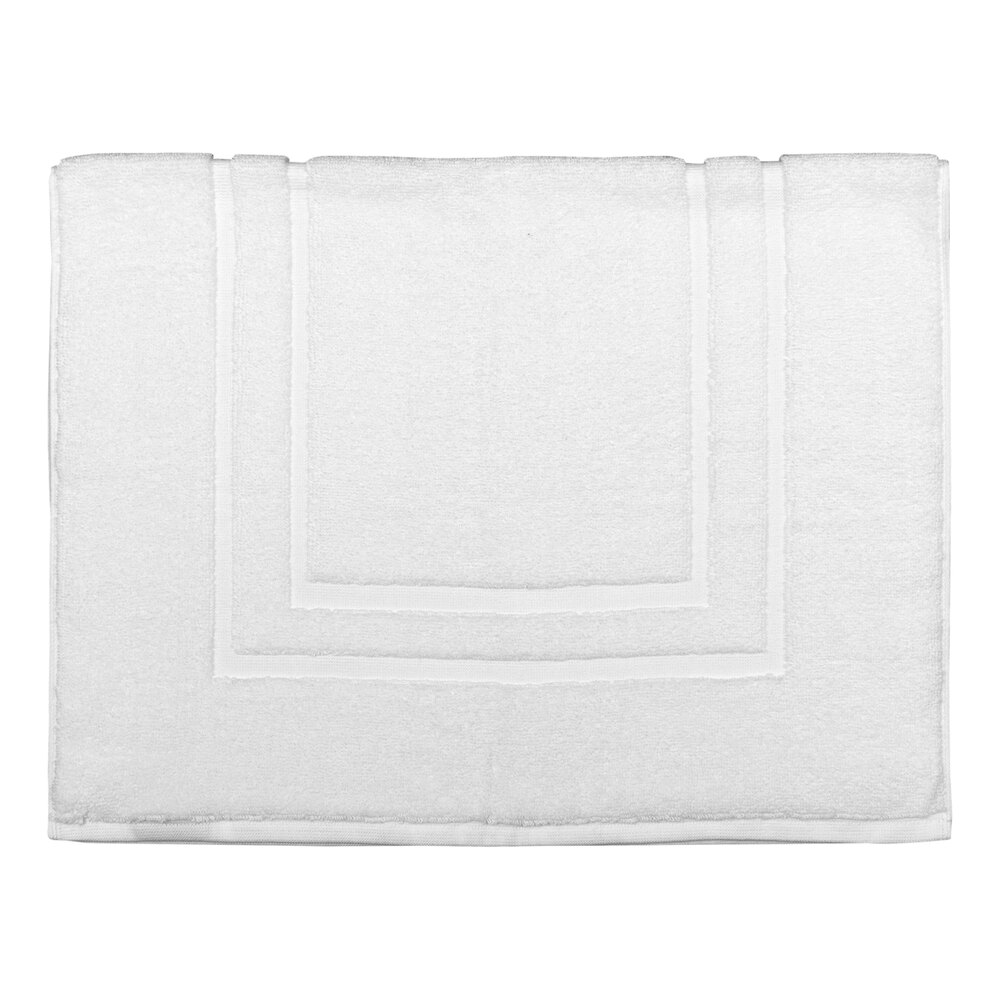 Garnier-Thiebaut Zephyr 21" x 32" White 100% Combed Terry Cotton Bath Mat 10 lb. - 36/Case