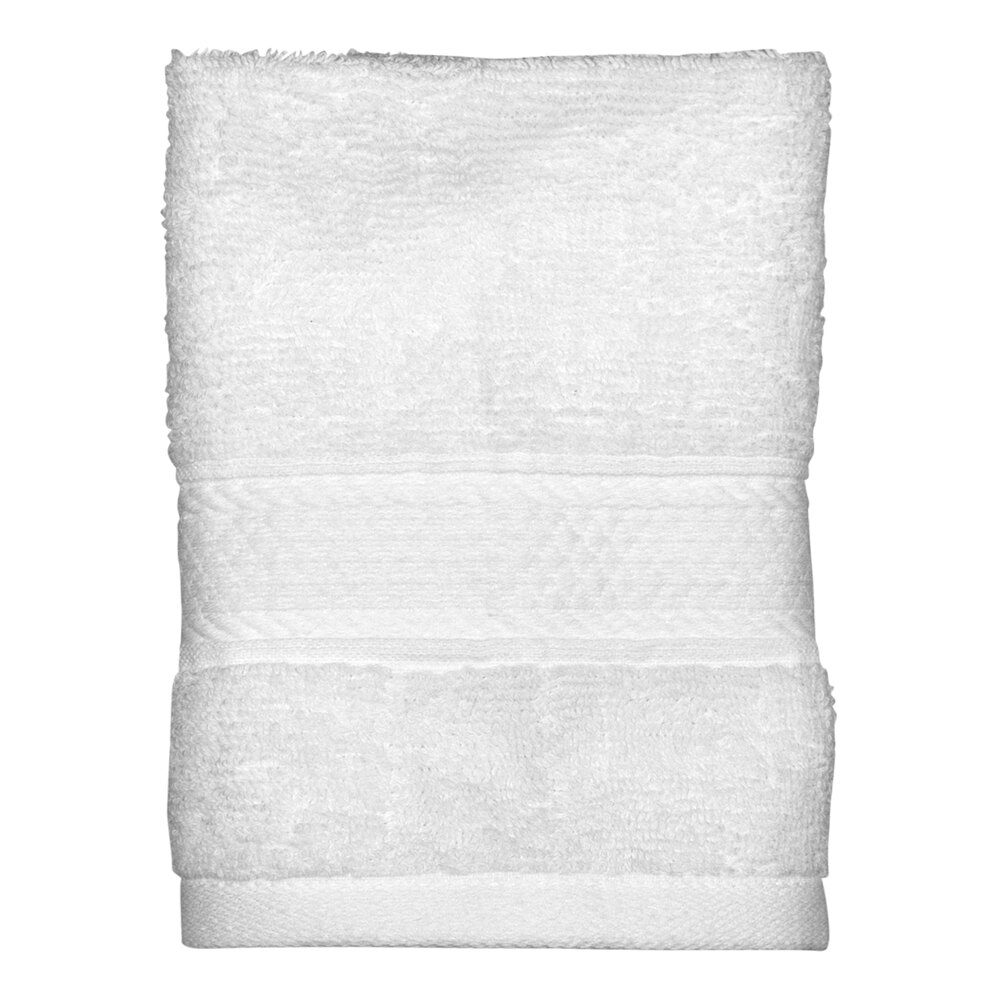 Garnier-Thiebaut Zonda 13" x 13" White 100% Combed Terry Cotton Wash Cloth with Dobby Border 1.75 lb. - 150/Case