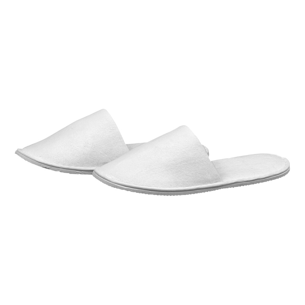 Garnier-Thiebaut White 100% Velour Cotton Closed-Toe Slippers - Pair - 100/Case