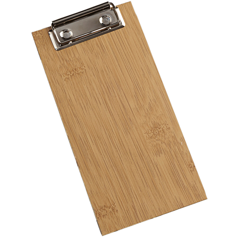 American Metalcraft BB8 4" x 8" Bamboo Wood Clipboard Menu Holder