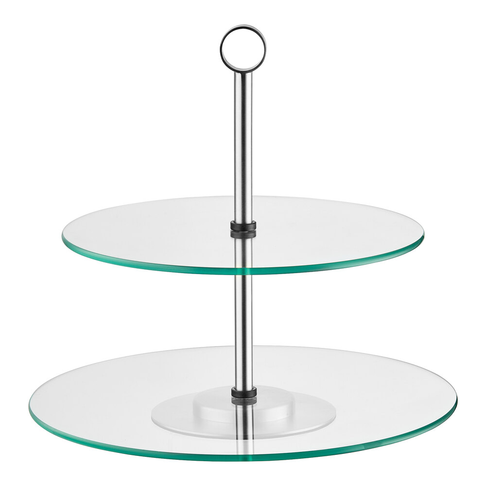 Acopa 2-Tier Glass / Stainless Steel Display Stand