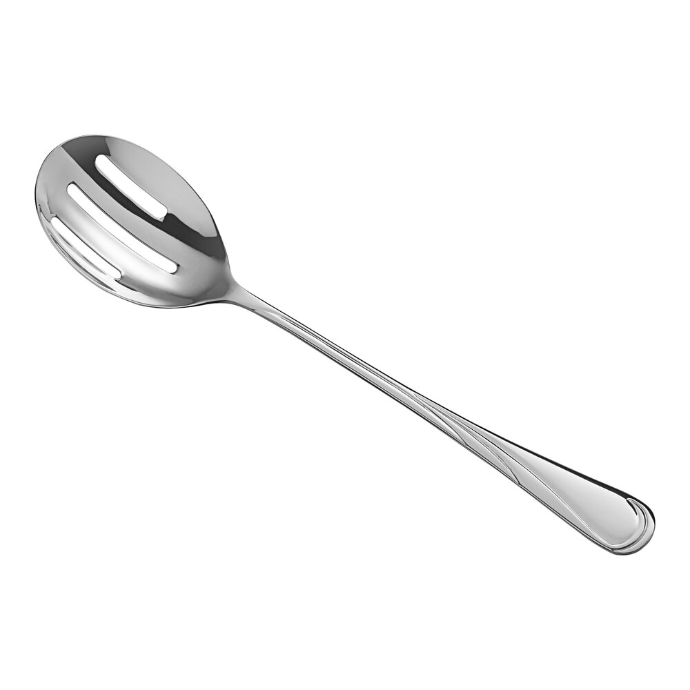 Acopa Swirl 11 1/2" 18/8 Stainless Steel Extra Heavy Weight Slotted Serving Spoon
