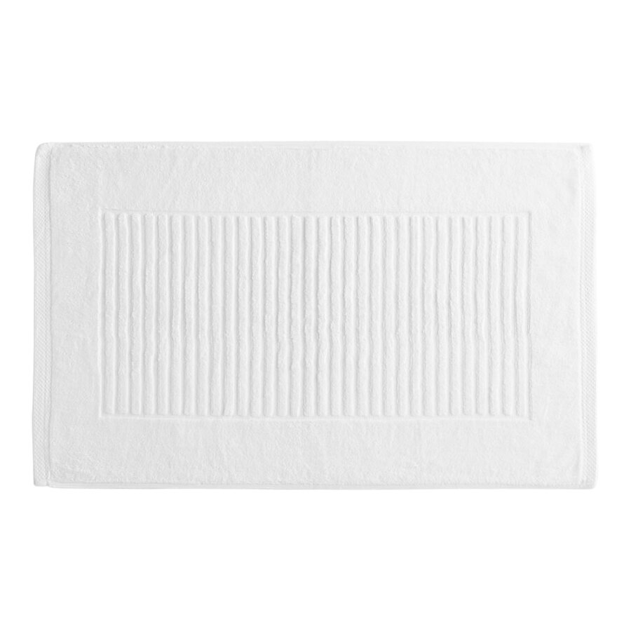 Garnier-Thiebaut Royal 20" x 35" White 100% Zero-Twist Combed Terry Cotton Bath Mat 12 lb. - 30/Case