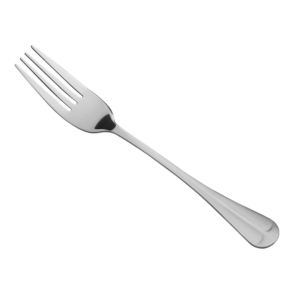 Choice Midland 7 3/4" 18/0 Stainless Steel Medium Weight Four-Tine Dinner Fork - 12/Case