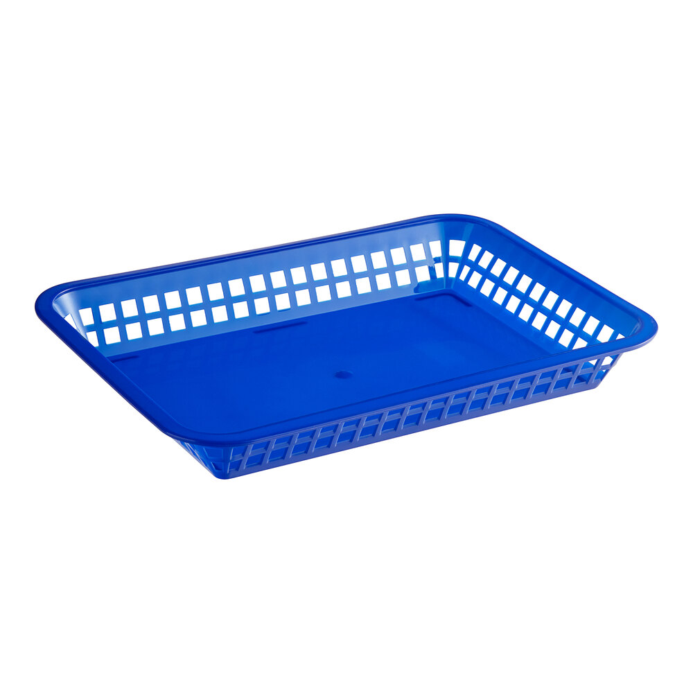 Choice 12" x 8 1/2" x 1 1/2" Blue Rectangular Plastic Fast Food Basket - 12/Pack