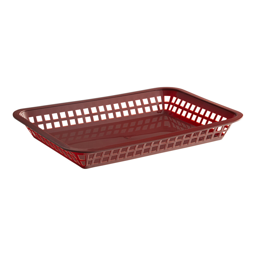 Choice 12" x 8 1/2" x 1 1/2" Brown Rectangular Plastic Fast Food Basket - 12/Pack