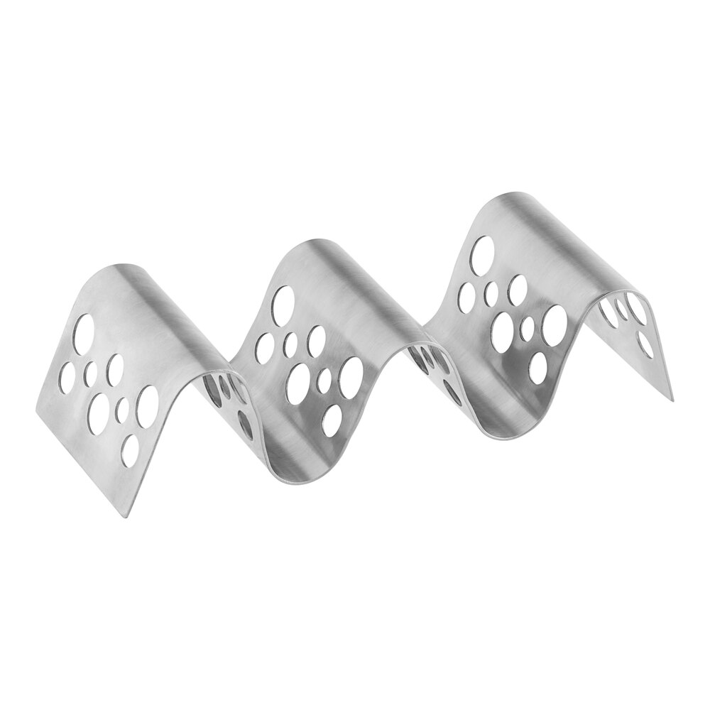 Tablecraft TRSP23 Stamped Circles Stainless Steel Taco Holder with 2 or 3 Compartments - 5 1/2" x 2 1/4" x 1 1/12"