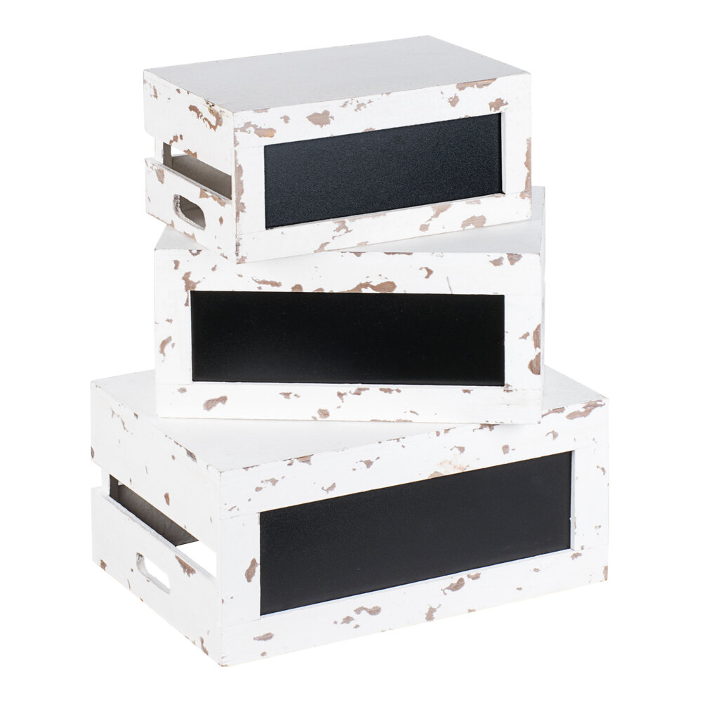 Tablecraft RCBCRATE2 3-Piece Distressed Wood Chalkboard Crate Riser Set