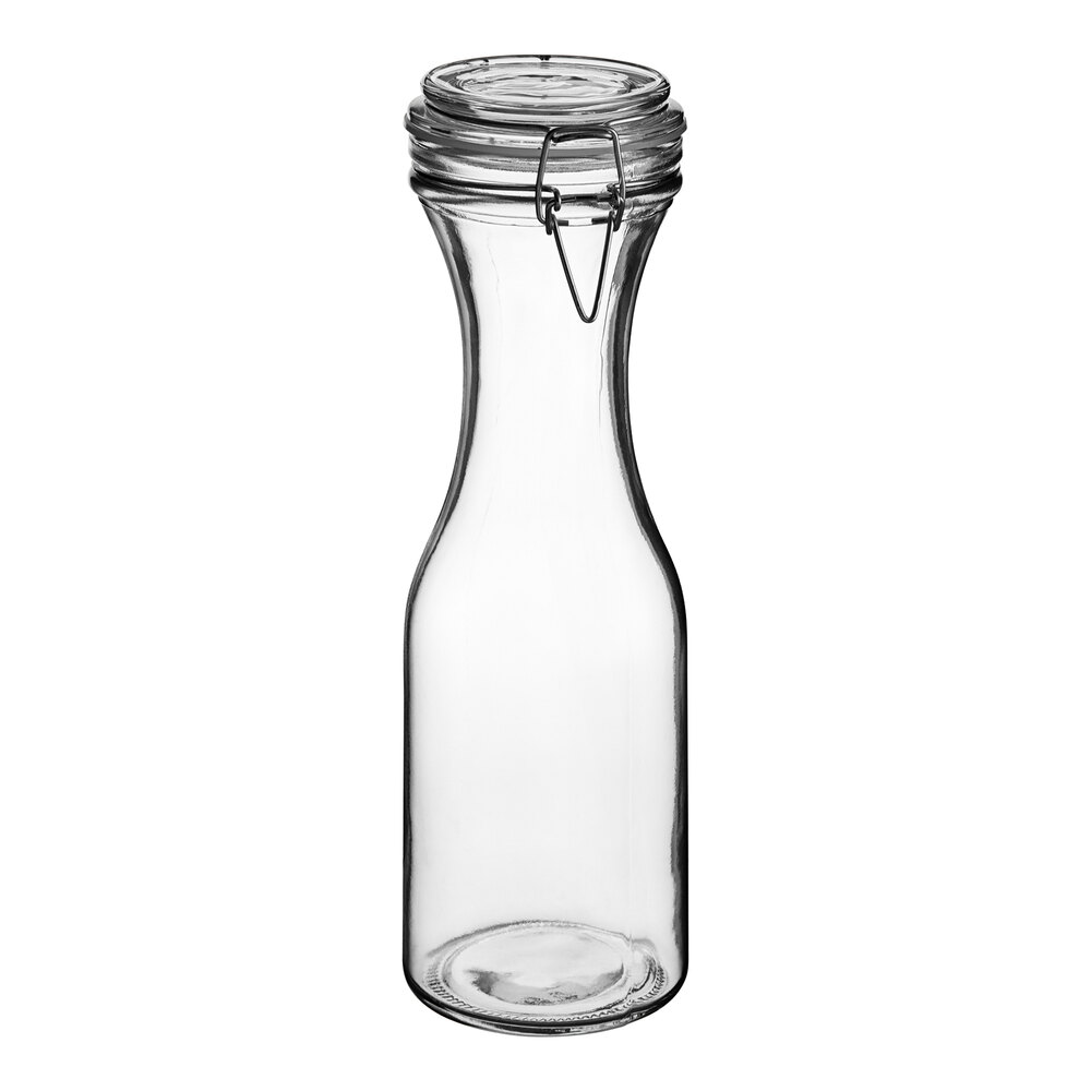 Acopa 33 oz. Customizable Glass Carafe with Resealable Lid - 12/Case